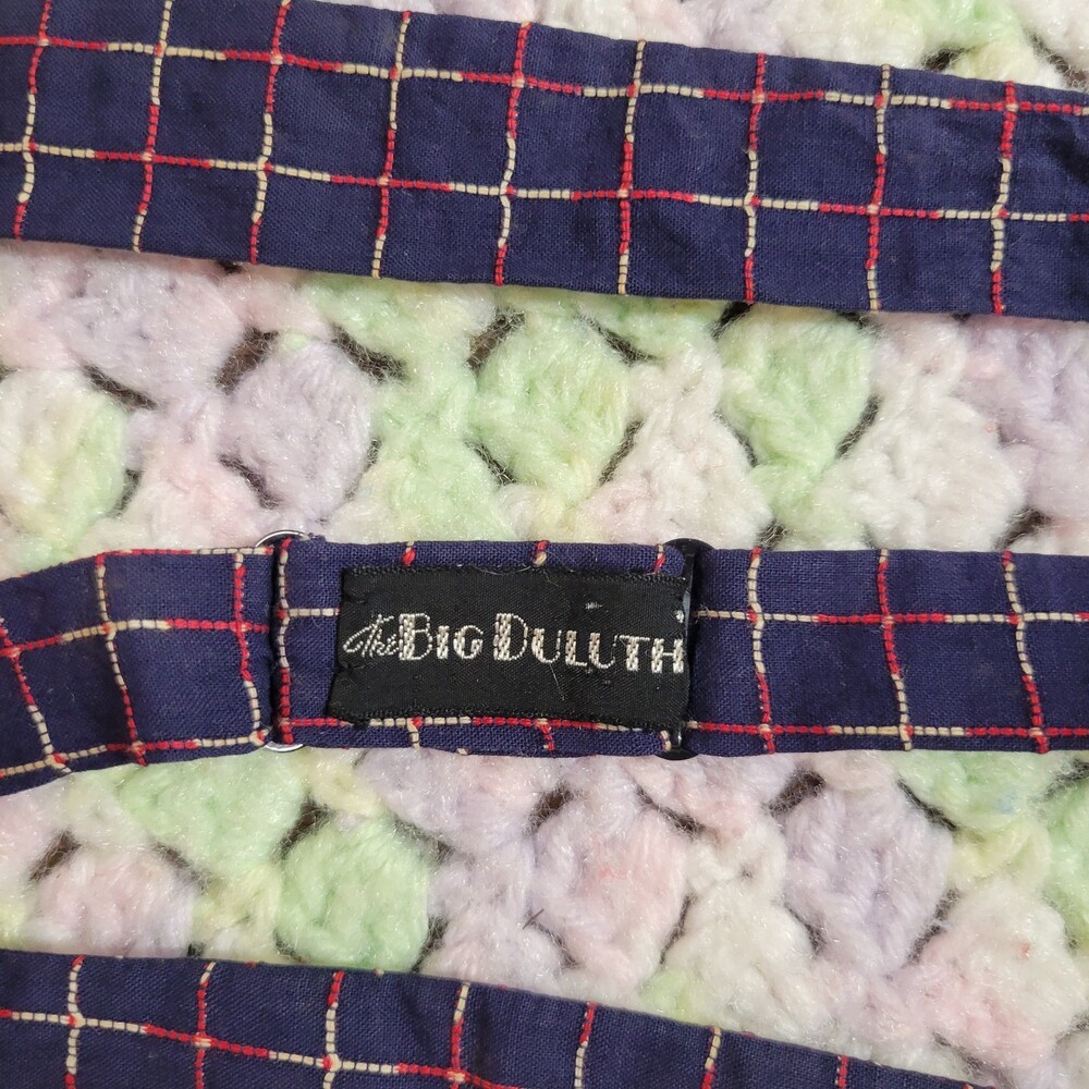 Big Duluth Vintage True VTG Adjustable Bow tie Silk 60s 70s Plaid Blue Thin